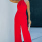 Twisted Grecian Neck Wide Leg Jumpsuit