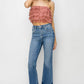 RISEN High Waist Raw Hem Flare Jeans