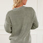 Striped Mock Neck Dropped Shoulder Sweater