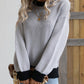 Contrast Trim Drop Shoulder Pullover Sweater