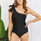 Marina West Swim Deep End One-Shoulder One-Piece Swimsuit in Black