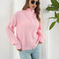 Turtleneck Zip Up Long Sleeve Knit Top