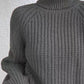 Full Size Turtleneck Rib-Knit Slit Sweater