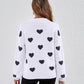 Heart Round Neck Dropped Shoulder Sweater