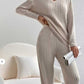 Ribbed V-Neck Long Sleeve Top and Pants Set