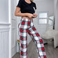 Lettuce Trim Cropped T-Shirt and Plaid Pants Lounge Set