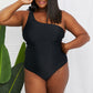 Marina West Swim Deep End One-Shoulder One-Piece Swimsuit in Black