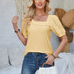 Eyelet Asymmetrical Neck Short Sleeve T-Shirt