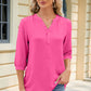 Notched Three-Quarter Sleeve T-Shirt