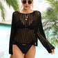 Long Sleeve Round Neck Openwork Cover-Up