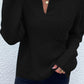 Notched Long Sleeve Sweater