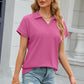 Johnny Collar Short Sleeve Blouse