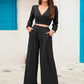 Surplice Top and Wide Leg Pants Set