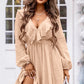 Ruffle Trim V-Neck Long Sleeve Mini Dress