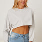 Round Neck Dropped Shoulder Cropped Sweatshirt