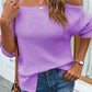 Ribbed Cold Shoulder Long Sleeve Knit Top