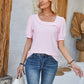 Eyelet Asymmetrical Neck Short Sleeve T-Shirt