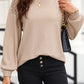 Round Neck Cutout Designed Lantern Sleeve Top