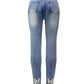 Rhinestone Detail Buttoned Jeans with Pockets