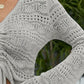 Openwork Drawstring Flare Sleeve Sweater