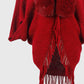 Open Front Fringe Hem Poncho