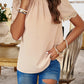 Ruched Mock Neck Short Sleeve Blouse