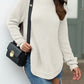 Slit Round Neck Long Sleeve Sweater