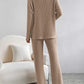 Ribbed V-Neck Long Sleeve Top and Pants Set