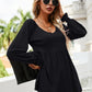 V-Neck Lantern Sleeve Blouse