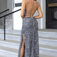 Sequin Backless Split Maxi Dress