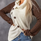 Contrast Decorative Button Turtleneck Sweater