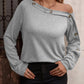 Decorative Button One Shoulder T-Shirt