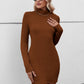 Cutout Mock Neck Long Sleeve Wrap Dress