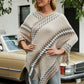 Fringe Hem Striped Cape Sleeve Poncho