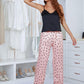 Lace Trim Cami and Polka Dot Satin Pajama Set