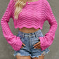 Round Neck Long Sleeve Cropped Sweater