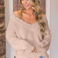 Frayed Hem Dropped Shoulder Sweater