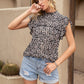 Ditsy Floral Mock Neck Cap Sleeve T-Shirt