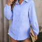 Striped Pocketed Button Up Long Sleeve Shirt