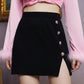 Decorative Button Slit Mini Skirt