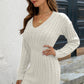 Cable-Knit V-Neck Long Sleeve Mini Sweater Dress