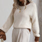 Contrast Trim Drop Shoulder Pullover Sweater