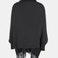 Fringe Open Front Long Sleeve Poncho