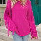 Fringe Round Neck Dropped Shoulder Sweater