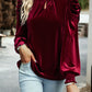 Mock Neck Puff Sleeve Blouse