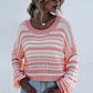 Striped Round Neck Dropped Shoulder Sweater