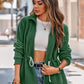 Drawstring Waist Zip-Up Fleece Jacket