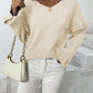 Ruffled V-Neck Dropped Shoulder Sweater