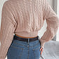 Twisted Cable-Knit V-Neck Sweater