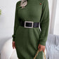 Decorative Button Turtleneck Sweater Dress